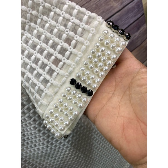 Aryeh Short Sleeve Spring/Summer Shirt Dress Size Small Pearls Onyx details - Picture 14 of 15